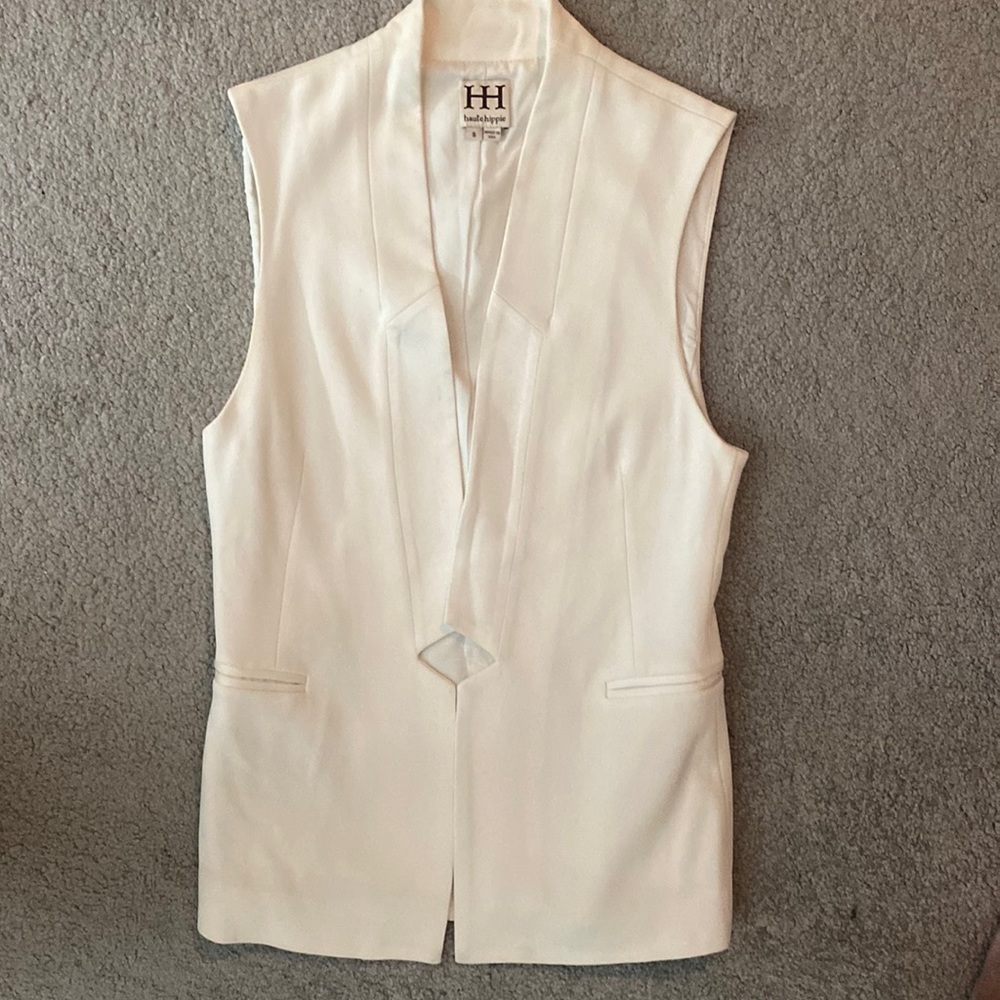 Haute Hippie Tuxedo Vest in Cream. Size S.